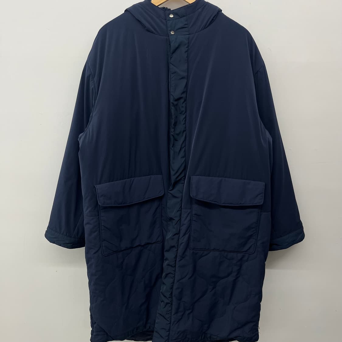 리바이스 네이비 퀼팅 후드 롱 코트 남/XL 상품이미지2