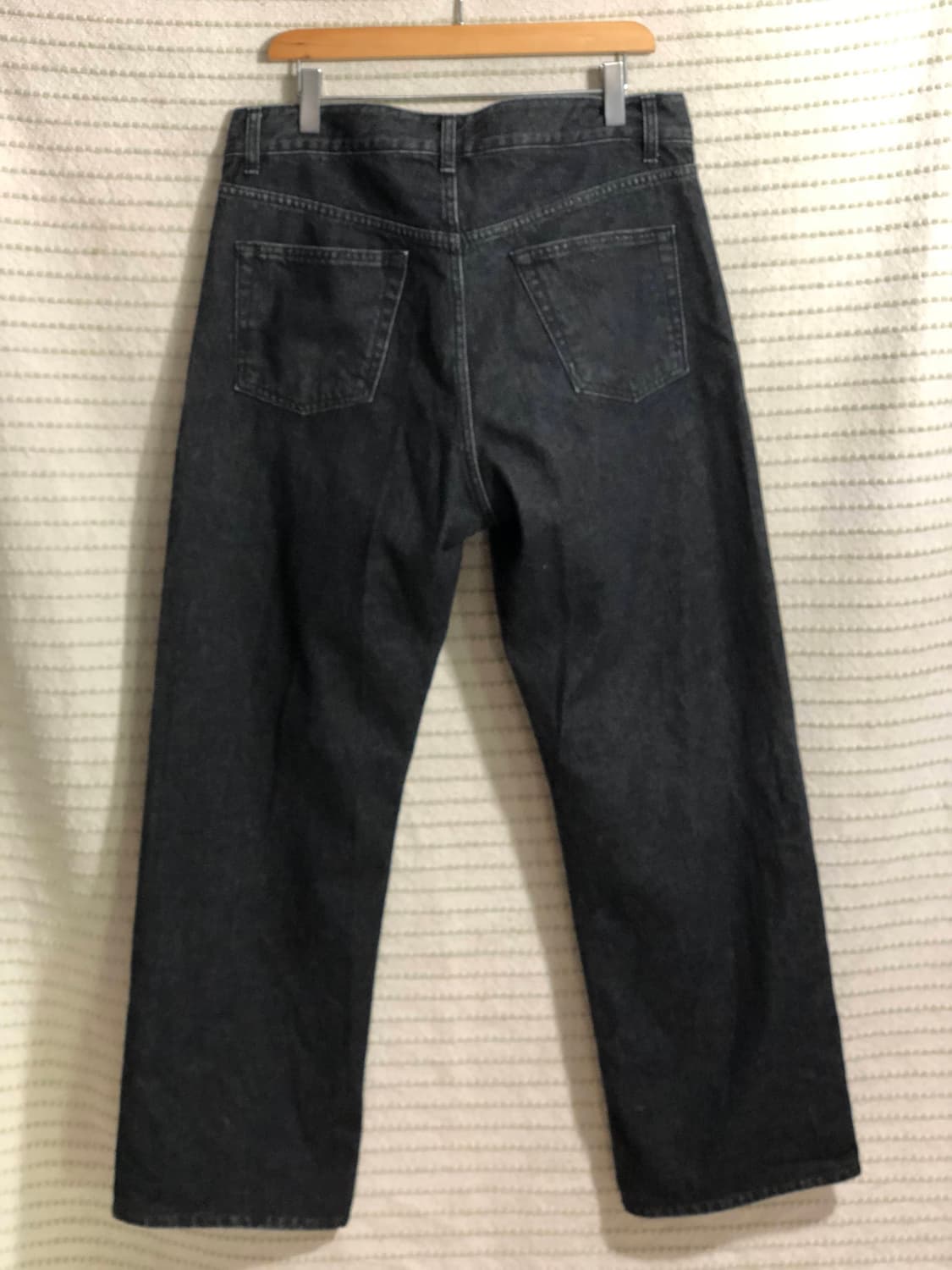 유니폼 브릿지 원턱 포인트 블랙 일자 데님 청바지 블랙진 상품이미지2