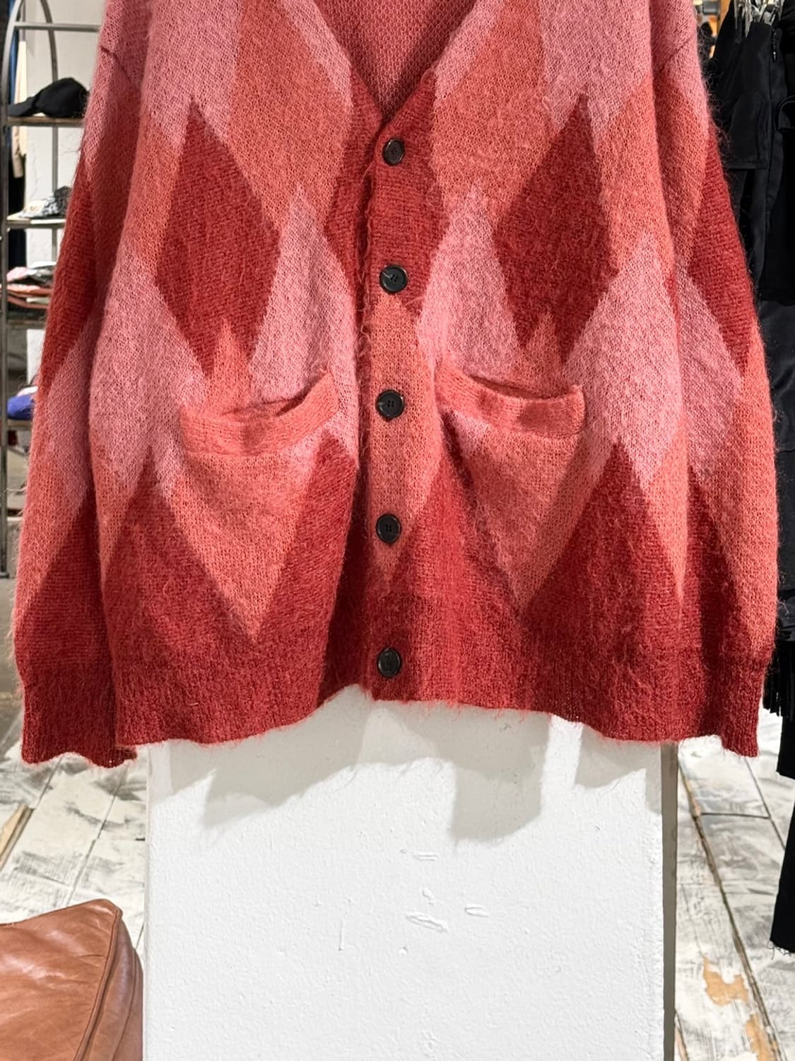 다이릭 22aw After School 레드 아가일 모헤어 니트 가디건 상품이미지5