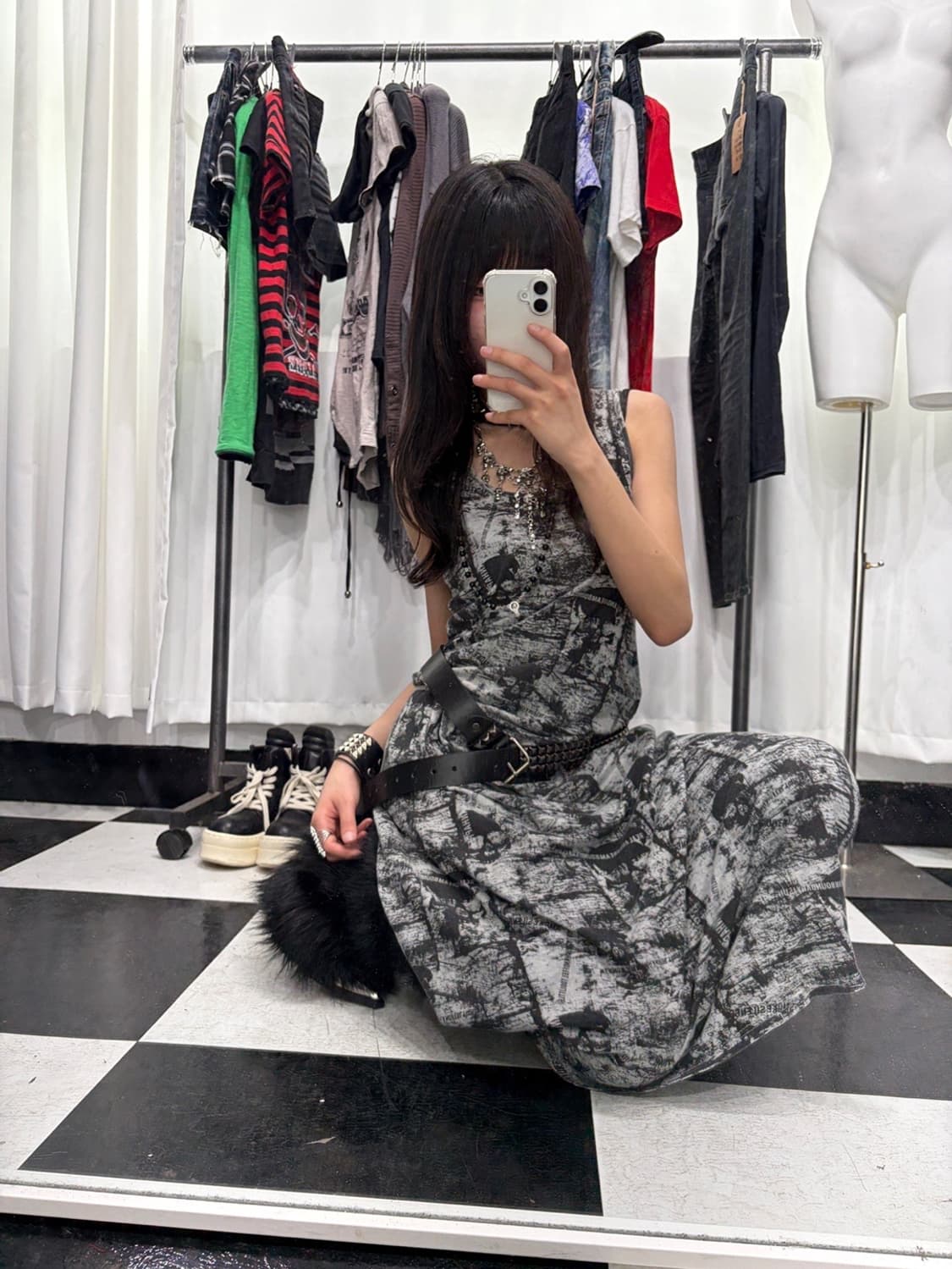 🎸그레이 스컬 프린팅 원피스🎸 상품이미지3