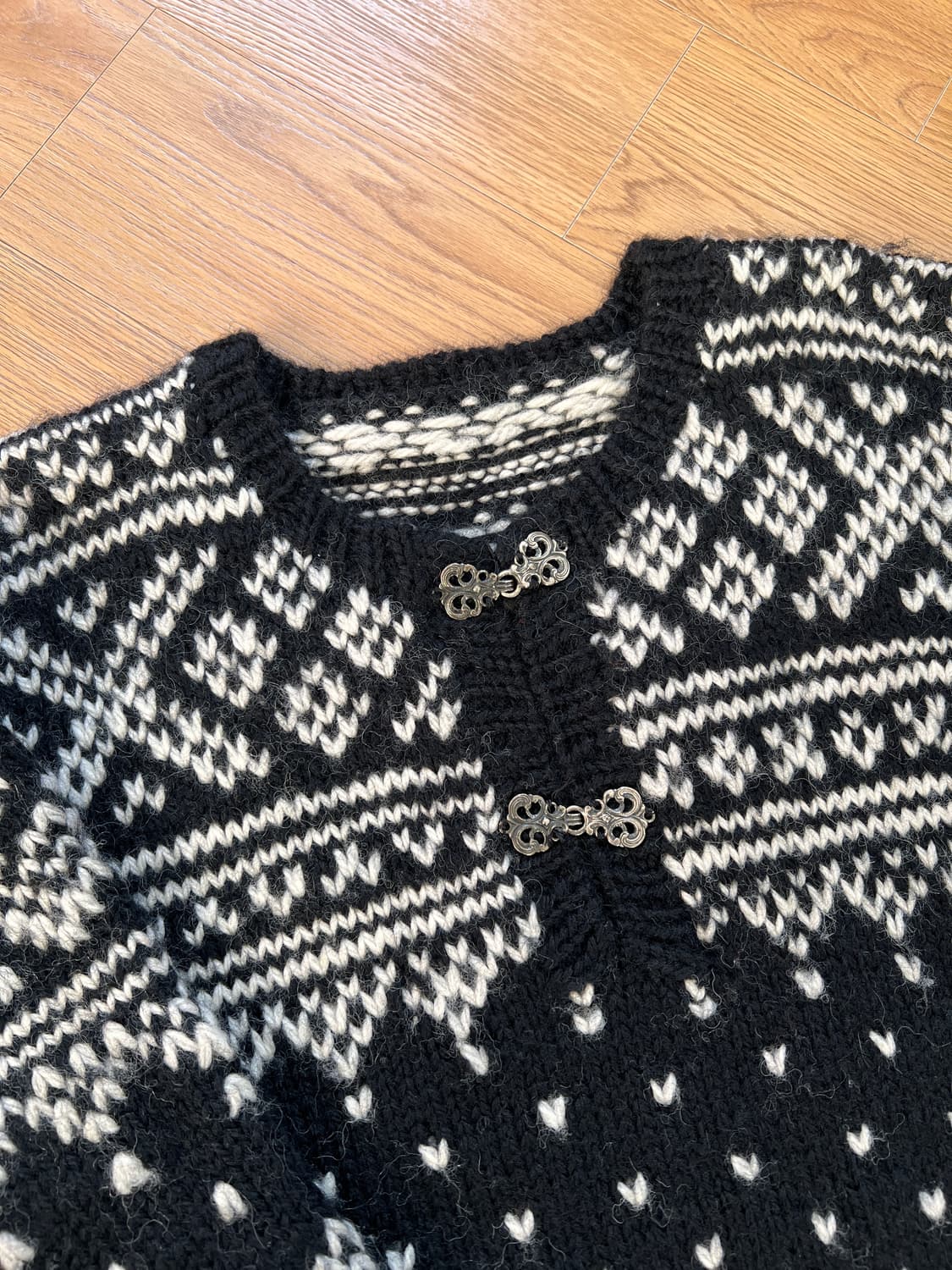 빈티지 노르딕 핸드메이드 울 스웨터 상품이미지2