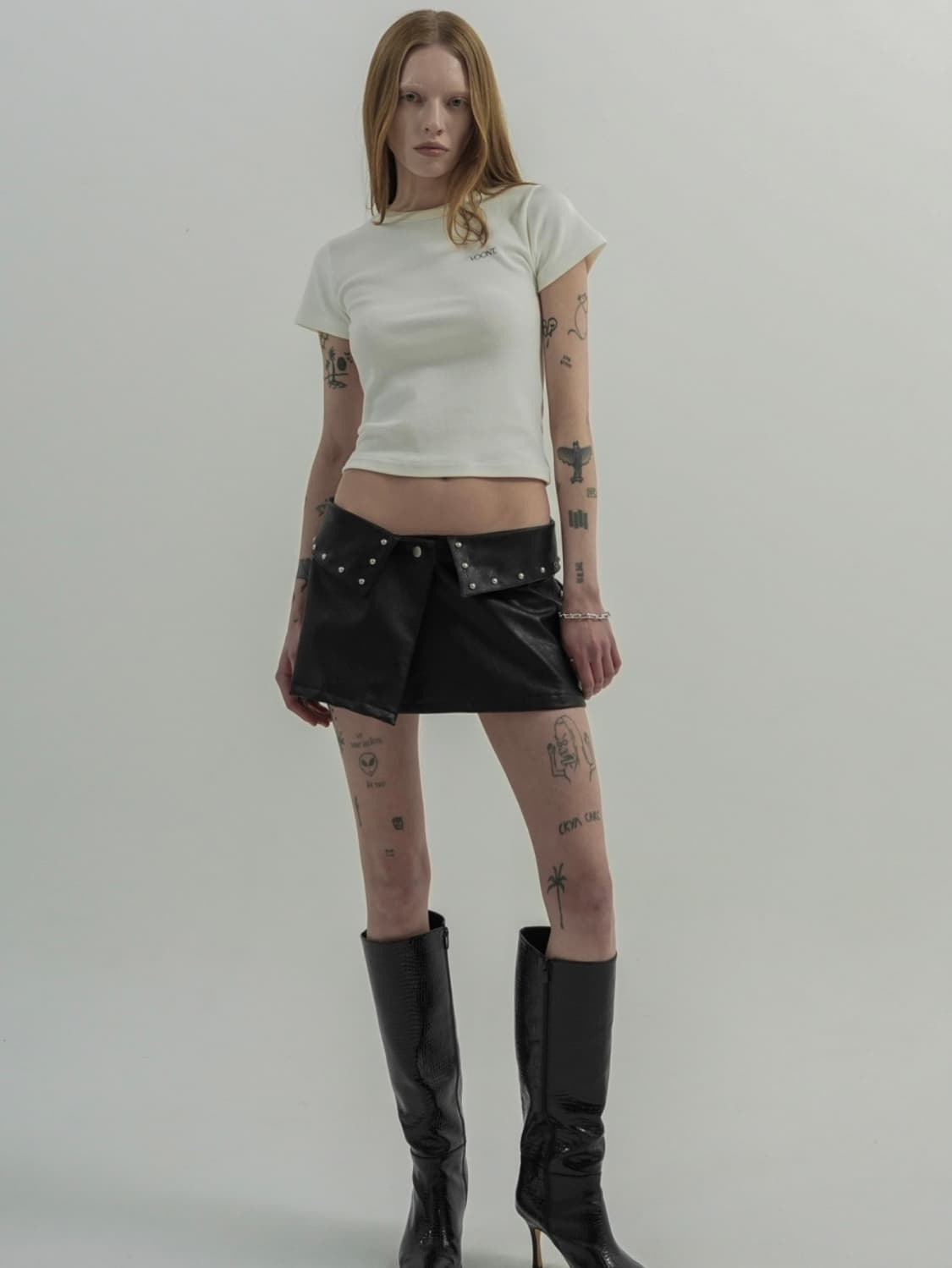 분트 belt stud leather skirt 상품이미지1