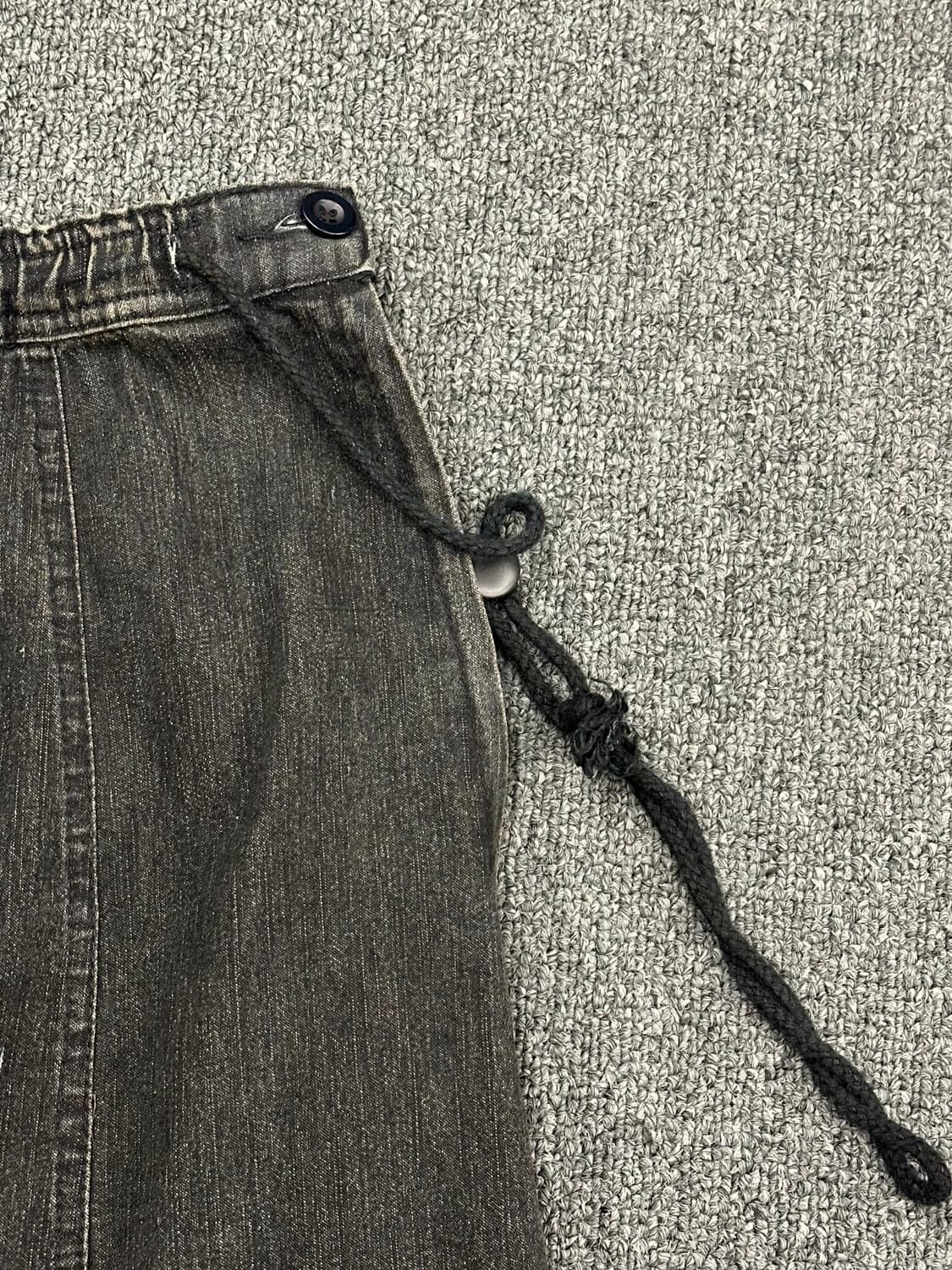 M)Japanese vintage 레이스 밴딩 흑청 스커트 상품이미지3