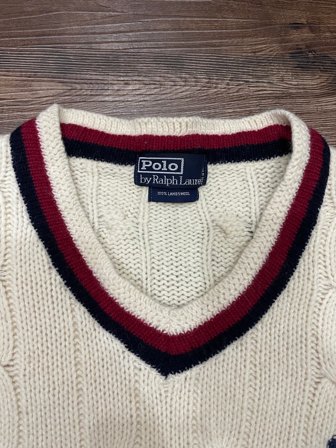 폴로 랄프로렌 램스울 케이블 브이넥 니트 스웨터 상품이미지6