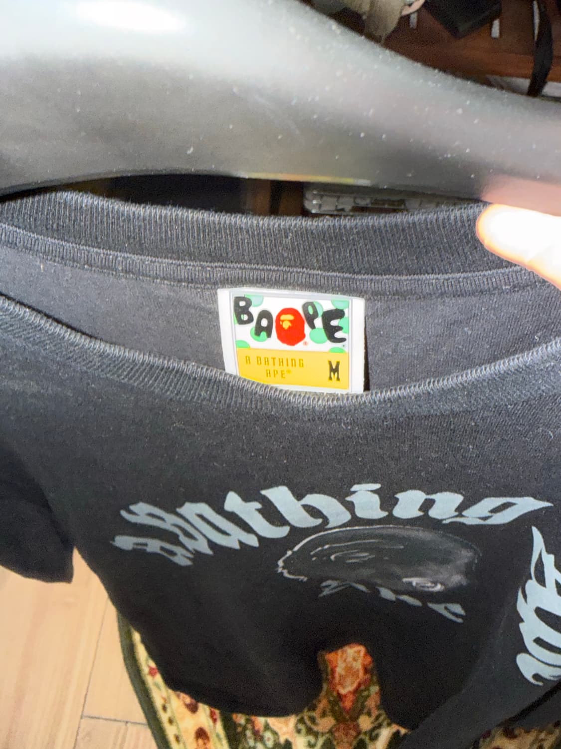 베이프 고딕 컬리지 릴렉스드 핏 티셔츠 블랙 상품이미지4