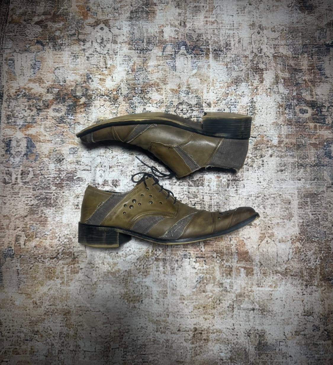 Patchwork Square Toe Shoes 상품이미지1