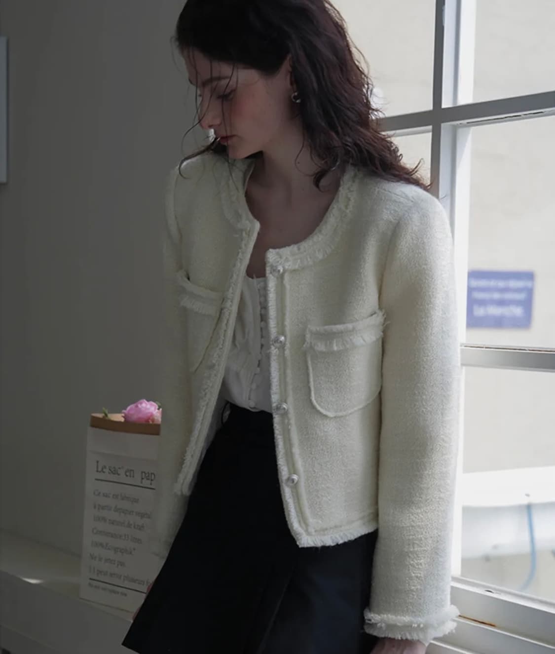 드헤베 트위드 자켓 Fringe Trimming Tweed Jacket 상품이미지1