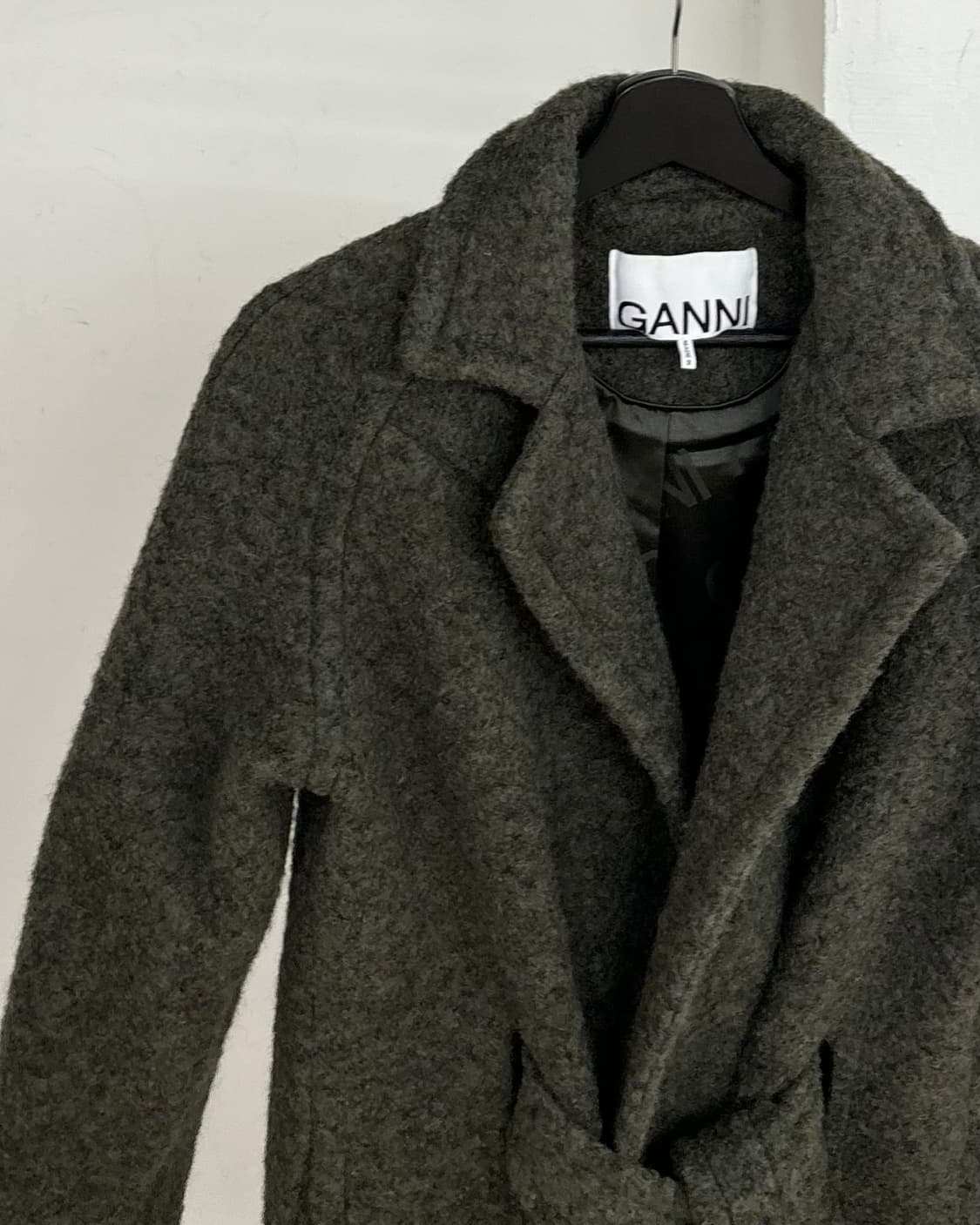 가니 카키 부클 울 롱 랩 코트 상품이미지3