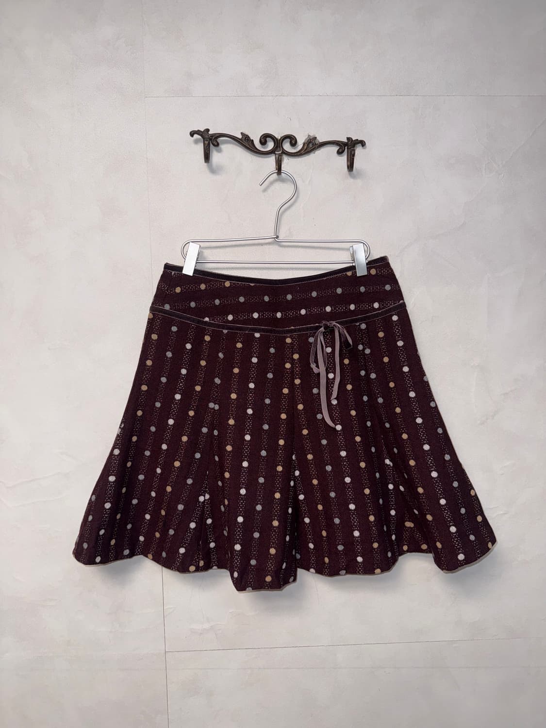 Violet dot stripe ribbon flare skirt 상품이미지1