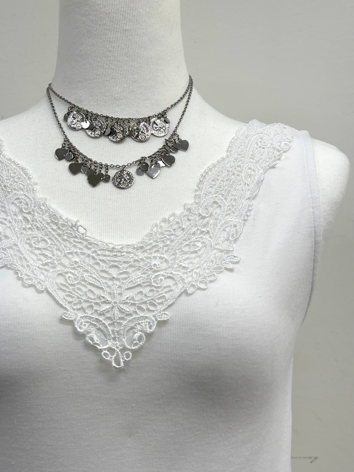 빈티지 실버 코인 레이어드 목걸이 상품이미지2