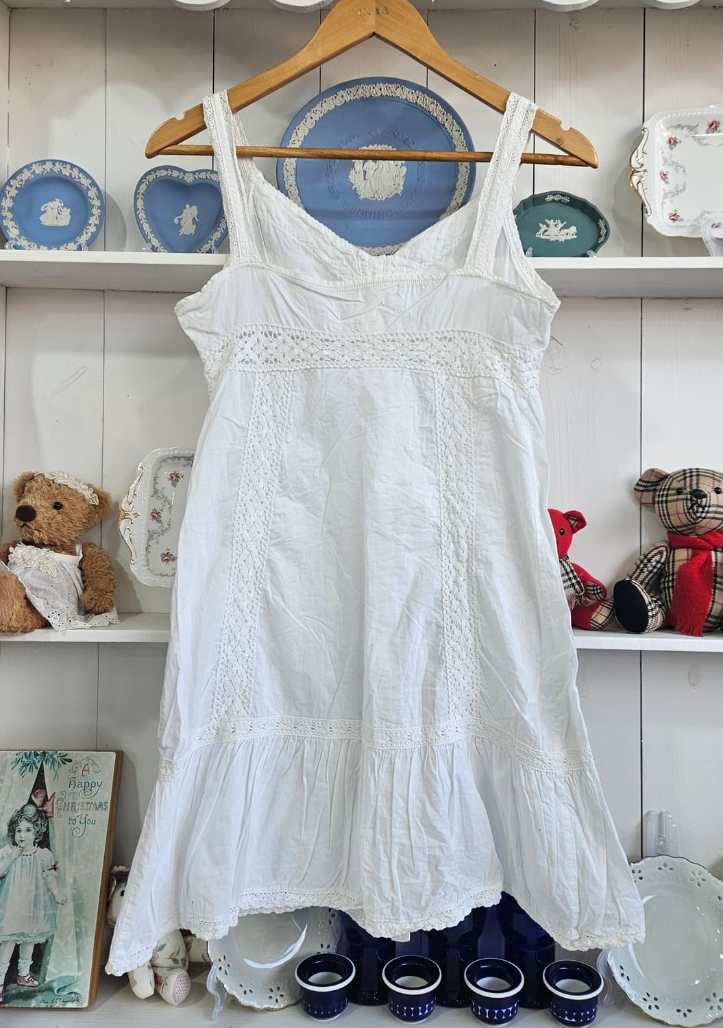 코튼 레이스 슬리브리스 원피스 상품이미지5