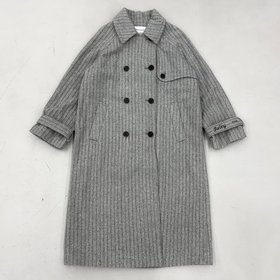 *새상품* 쥬시꾸뛰르 벨티드 스트라이프 트위드 코트 상품이미지3