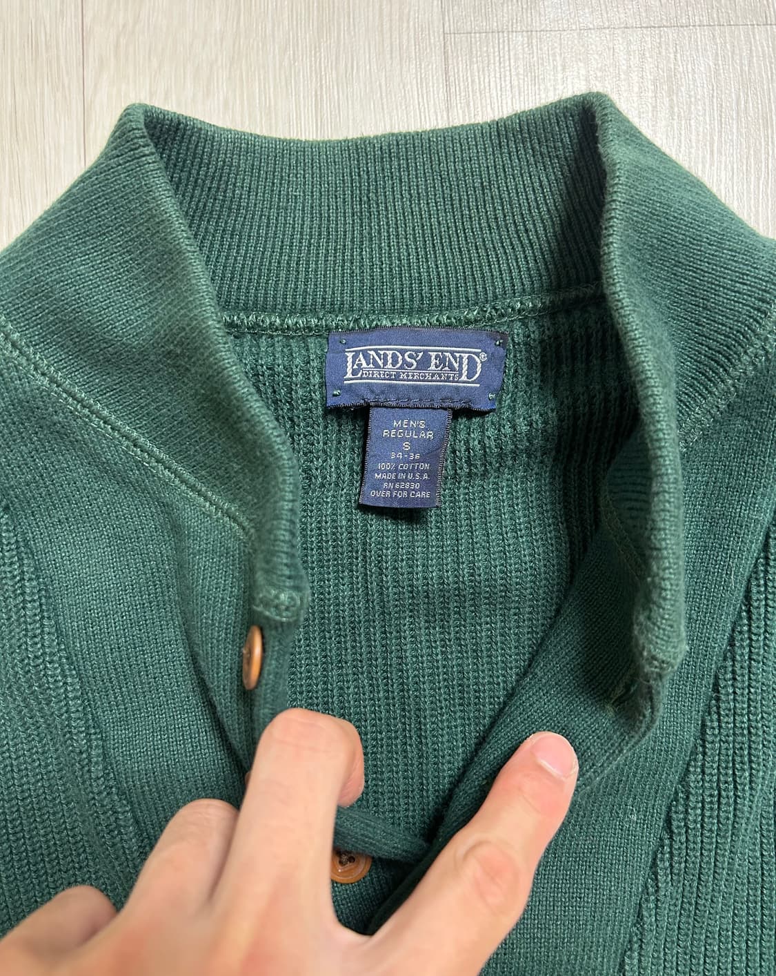 랜즈 엔드 헨리넥 니트 S 그린 상품이미지3