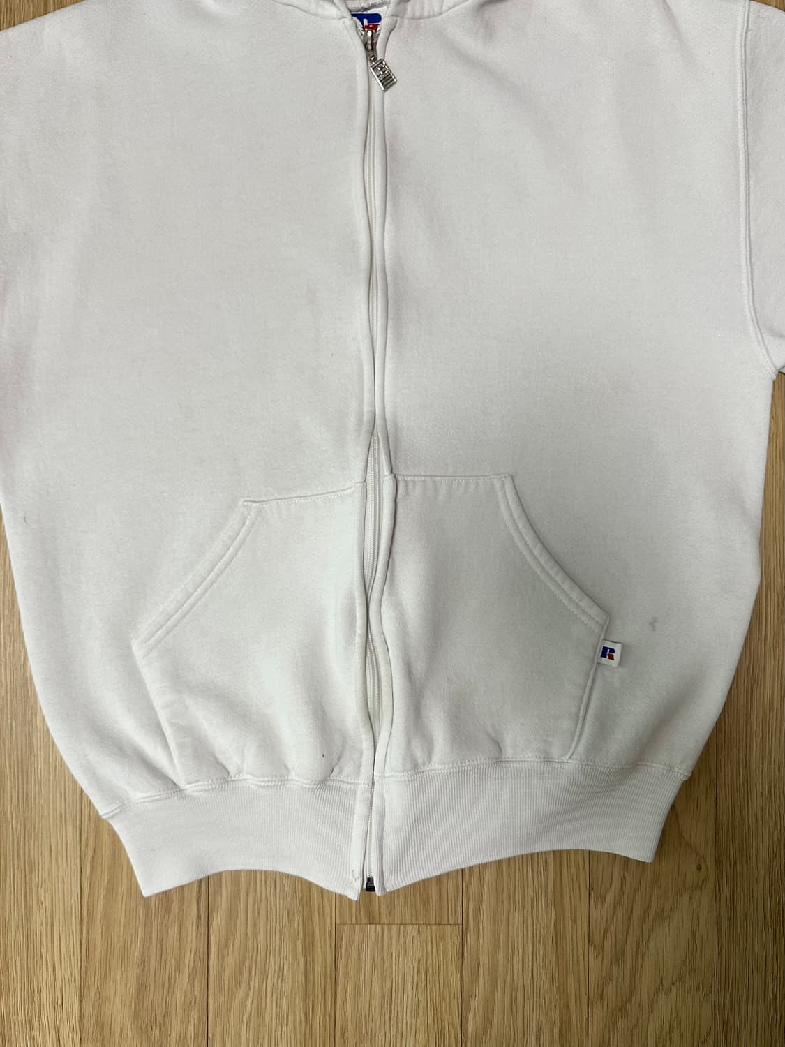 90s 빈티지 러셀 후드집업 화이트 M USA 상품이미지7