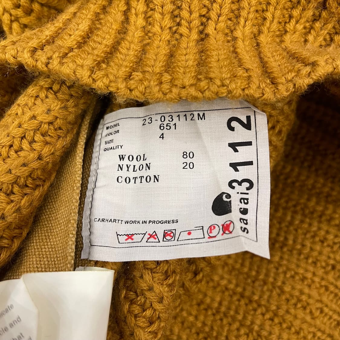 사카이 X 칼하트 WIP 니트 풀오버 디트로이트 베이지 상품이미지4