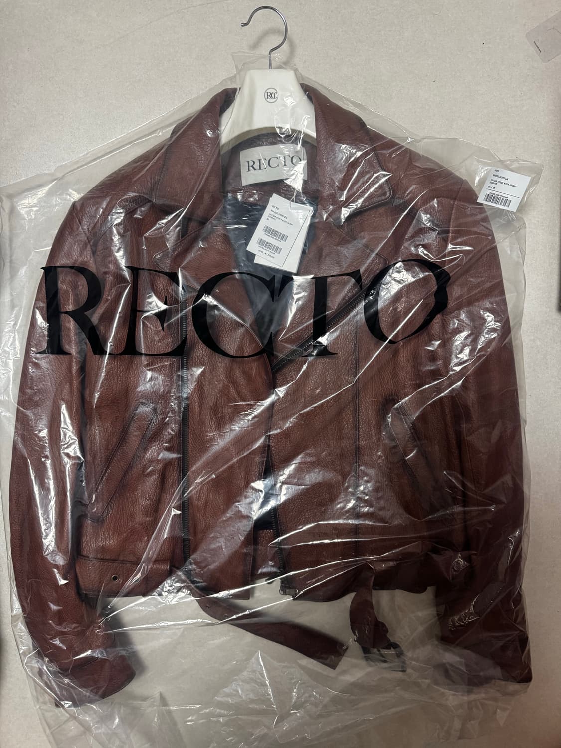 렉토 빈티지 이펙트 라이더 자켓 꼬냑 새상품M 상품이미지1