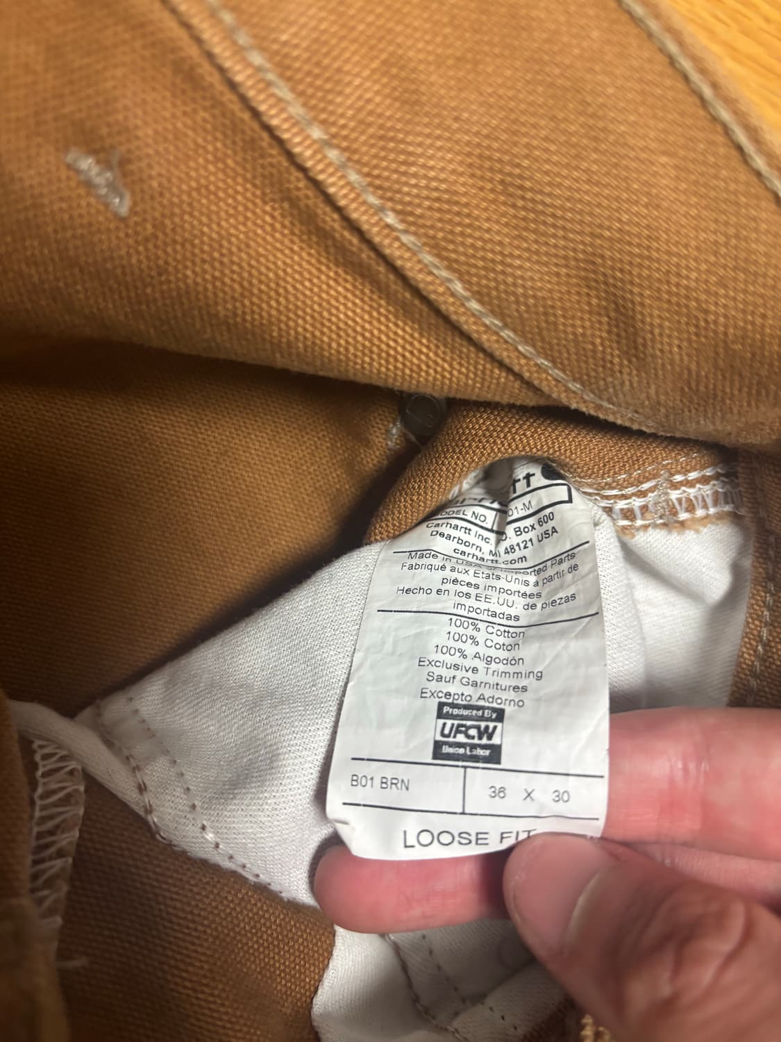 칼하트 b01 빈티지 더블니 카펜터 브라운 워크팬츠 made in usa 상품이미지10