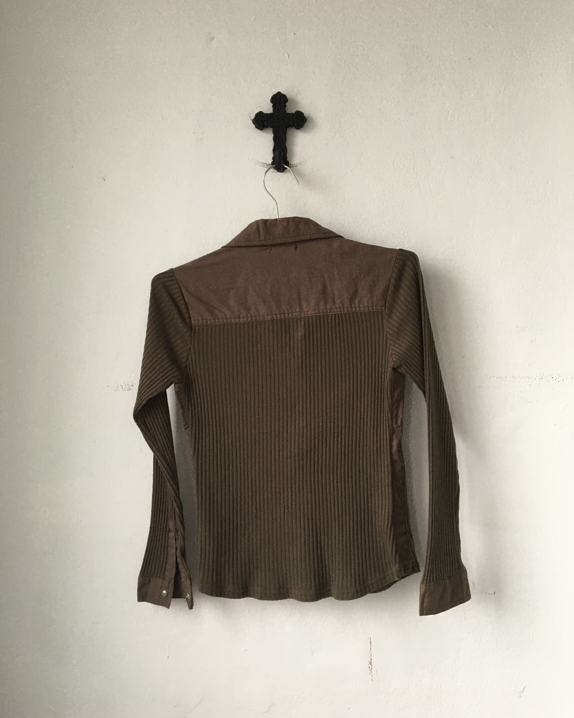 High neck shirt ribbed sleeve 상품이미지3