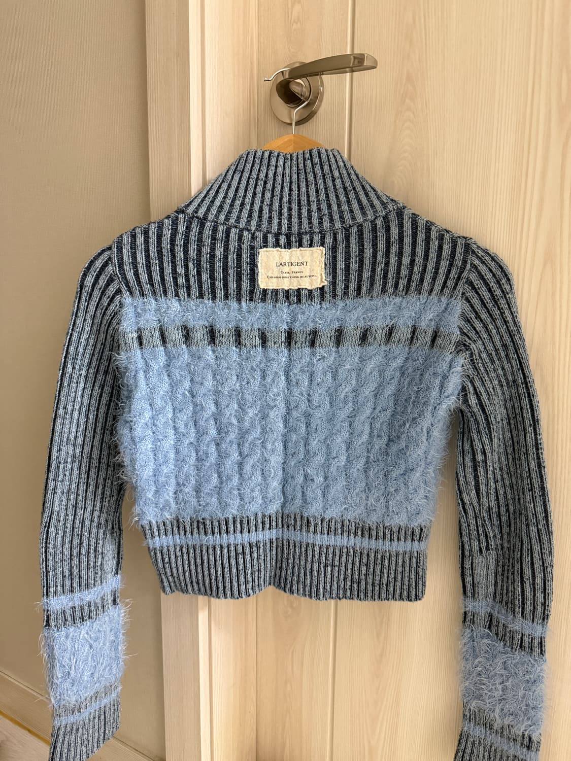 [카리나 착용] 라티젠 L6 컬러블록 니트집업 상품이미지5