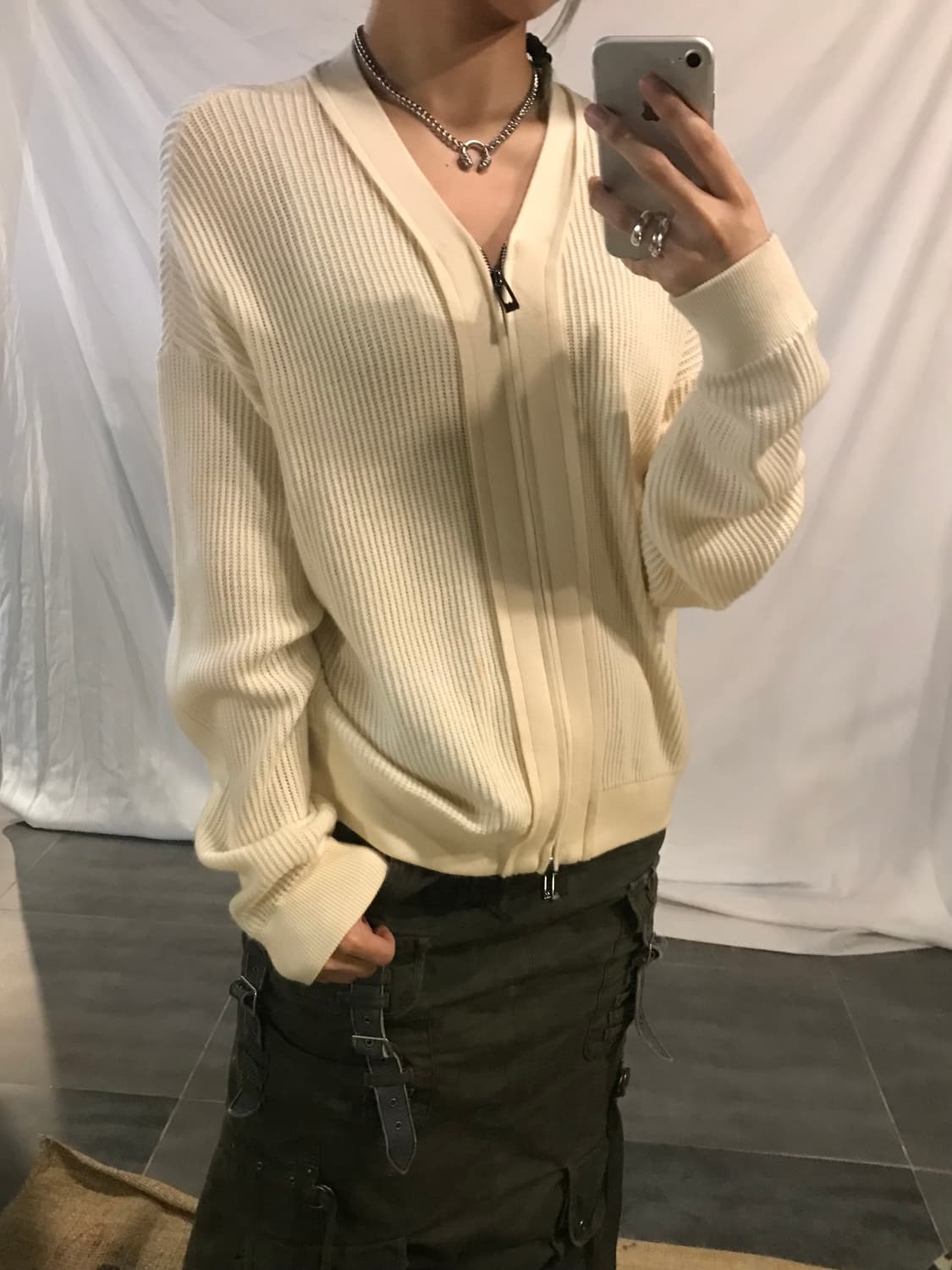 Armani White Knit Zip-up 상품이미지1