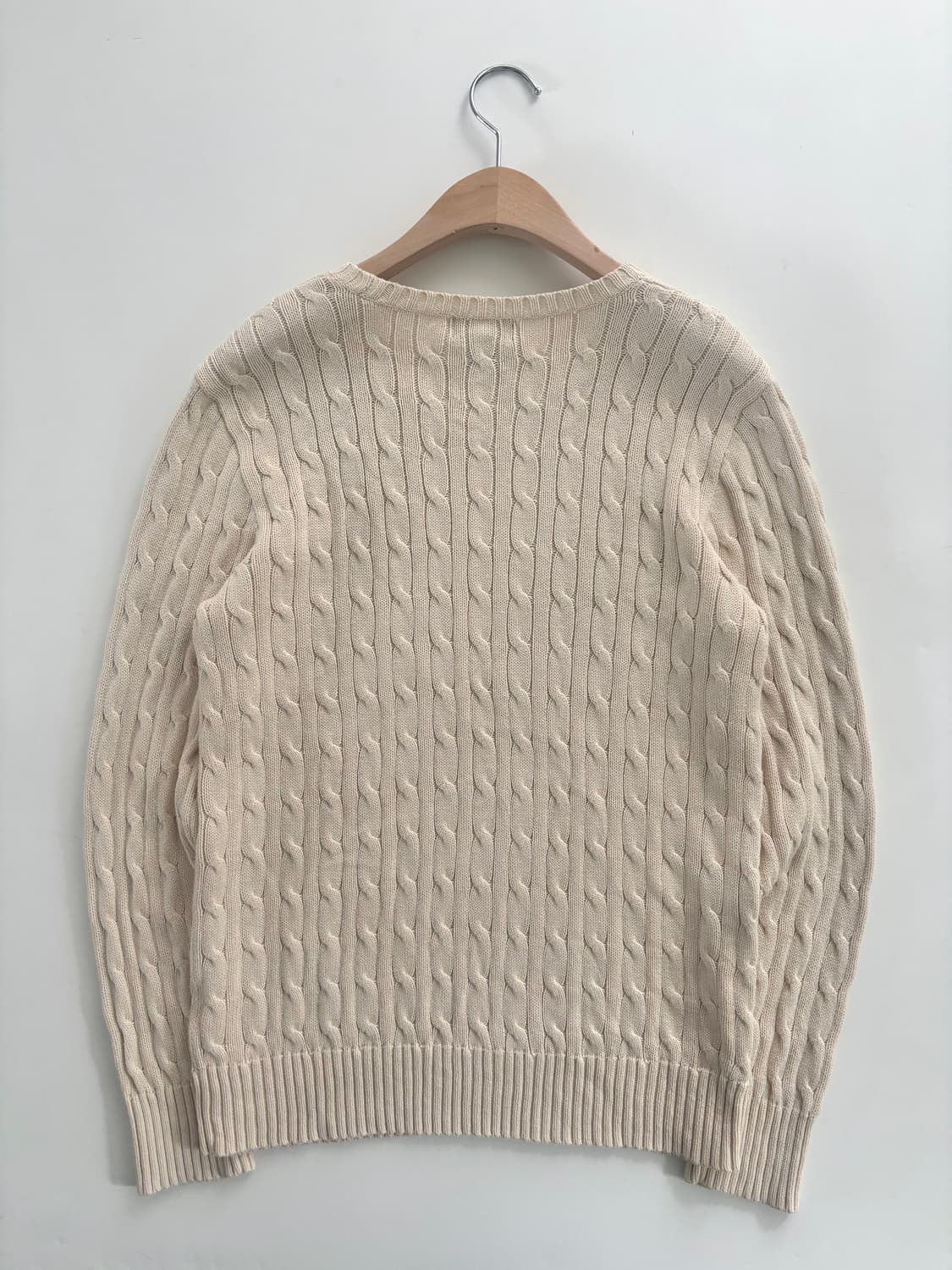 Polo 폴로 랄프로렌 신형 보이즈라인 아이보리 컬러 코튼 케이블 니트 상품이미지2