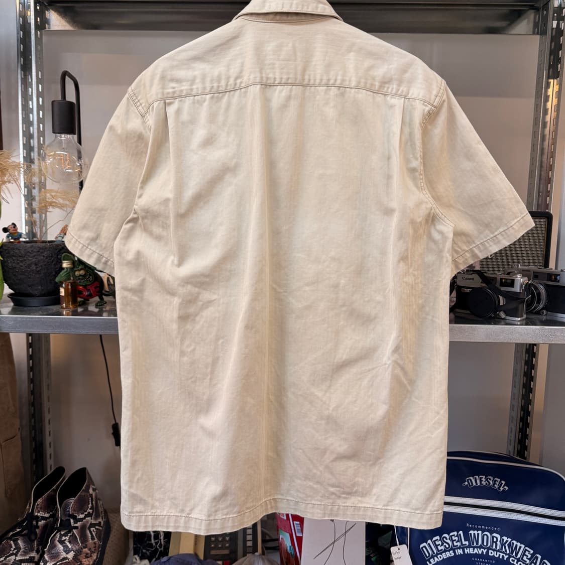 00'S STUSSY 밀리터리 반팔 셔츠 헤링본 원단 M L 상품이미지4