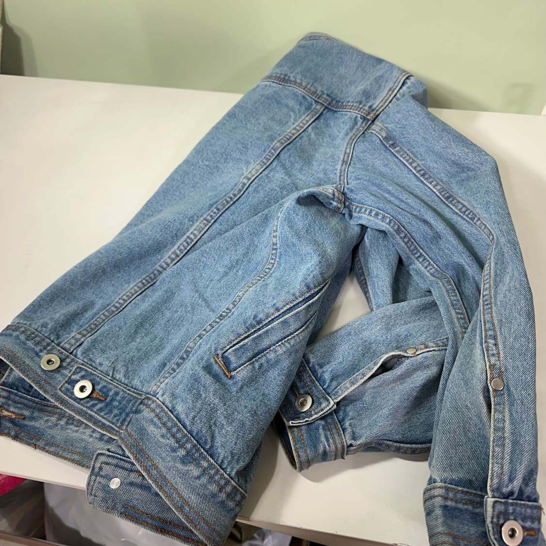 L-XL 바스틱 빈티지워시드 워크 청자켓 데님 트러커자켓 상품이미지4