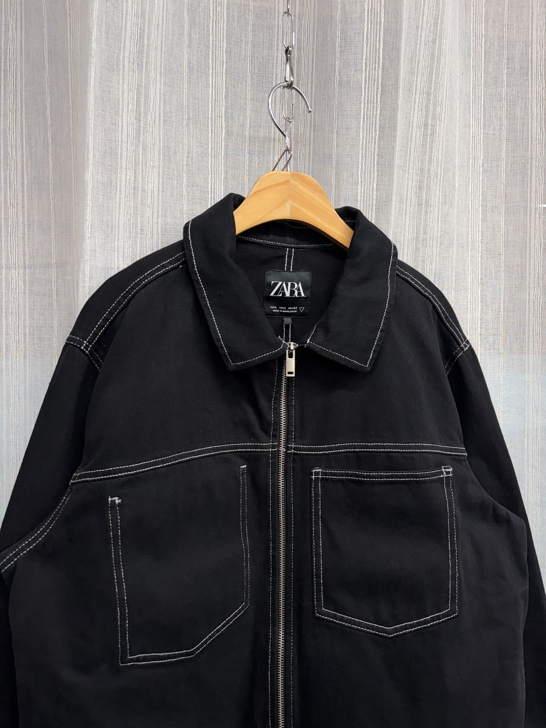 자라 블랙 스티치 코튼 자켓 상품이미지4