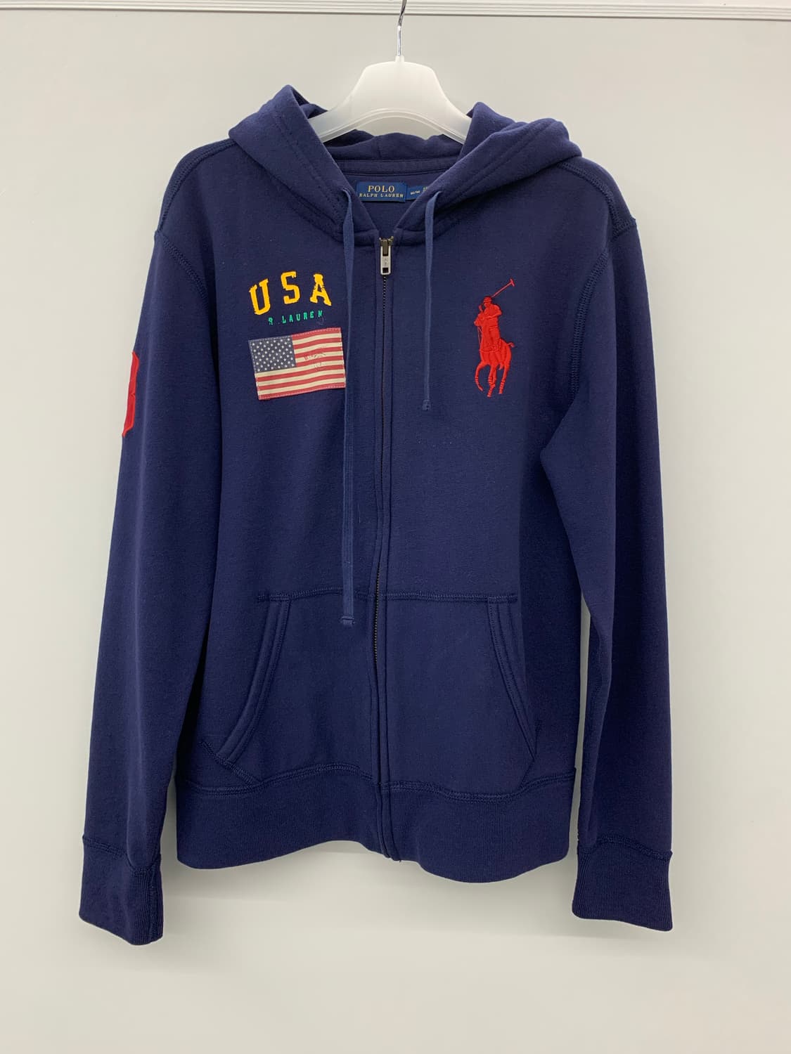 폴로 랄프로렌 빅포니 성조기 후드집업 네이비 상품이미지5