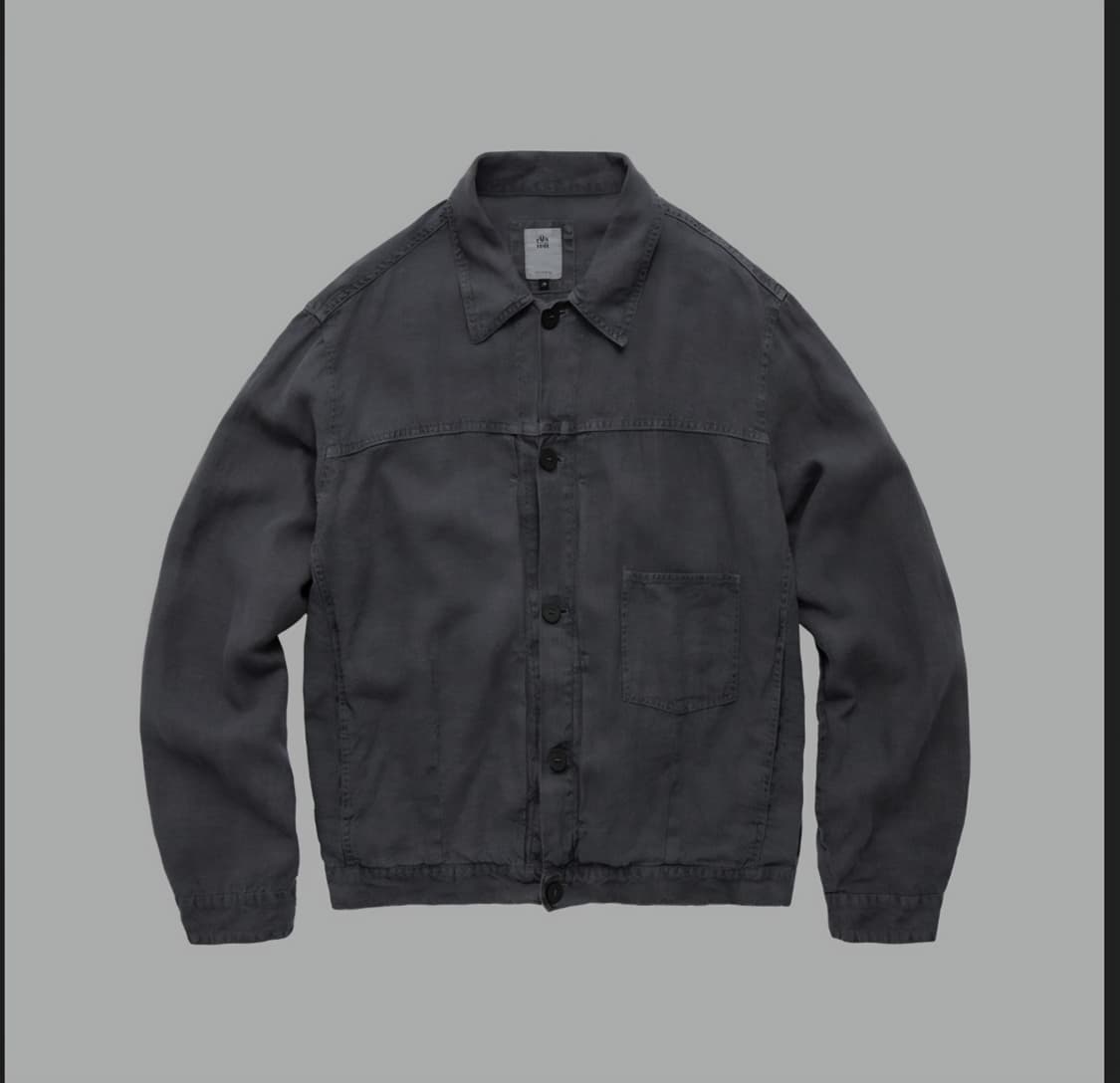 (2) 폴리테루 25fw 린넨 트러커 자켓 블루 상품이미지1