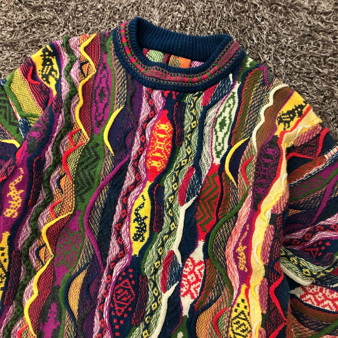 빈티지 멀티컬러 패턴 케이블 쿠지ST 니트 상품이미지2