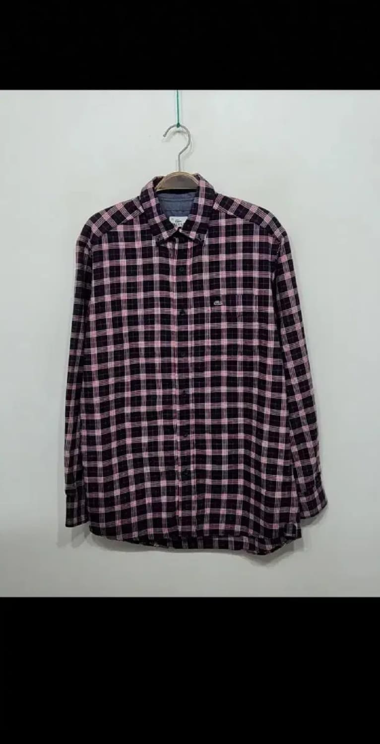 (L) 라코스테 셔츠 체크 남방 포켓 로고 캐주얼  상품이미지1