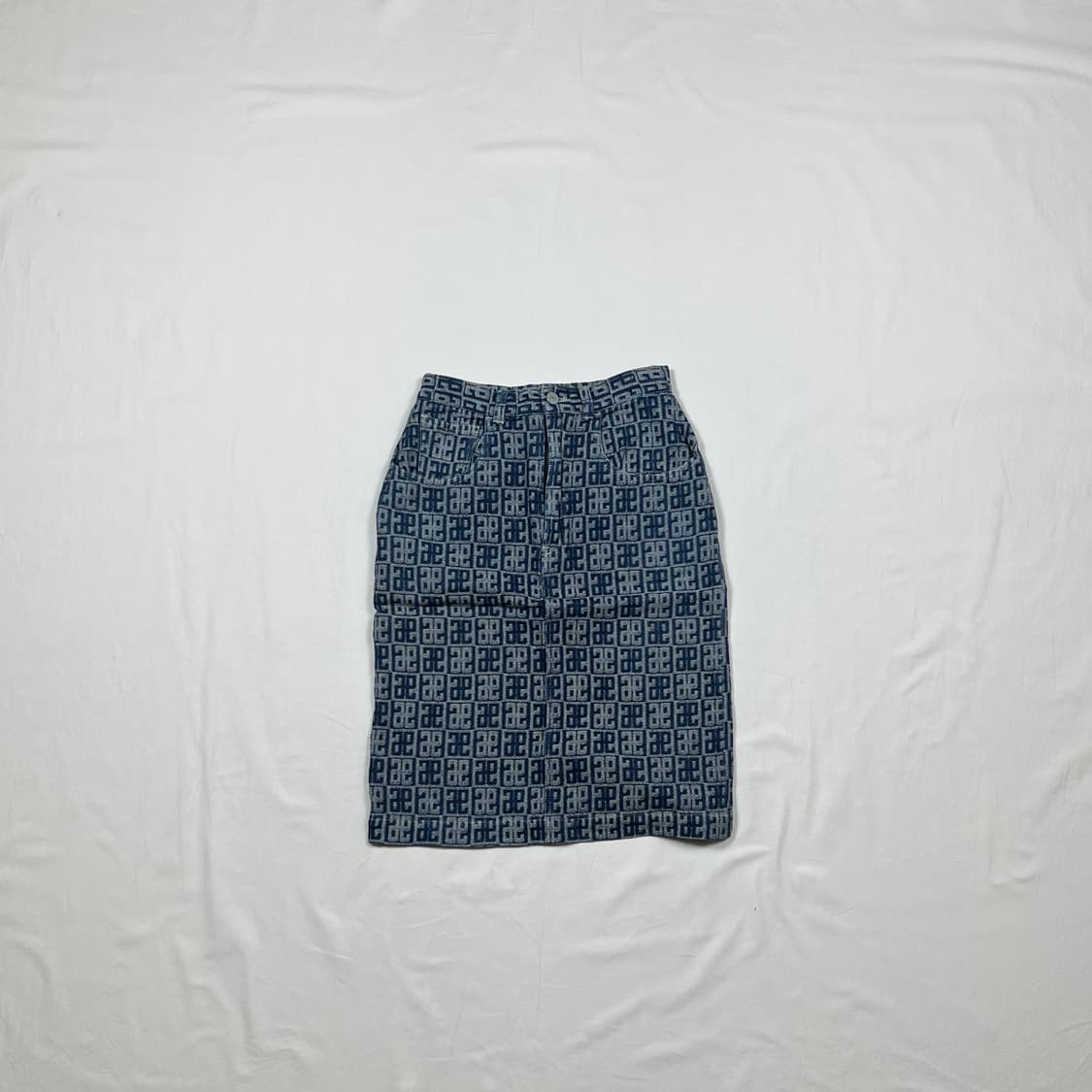 90’s 에비수 evisu 자카드 패턴 데님 스커트 치마 상품이미지1