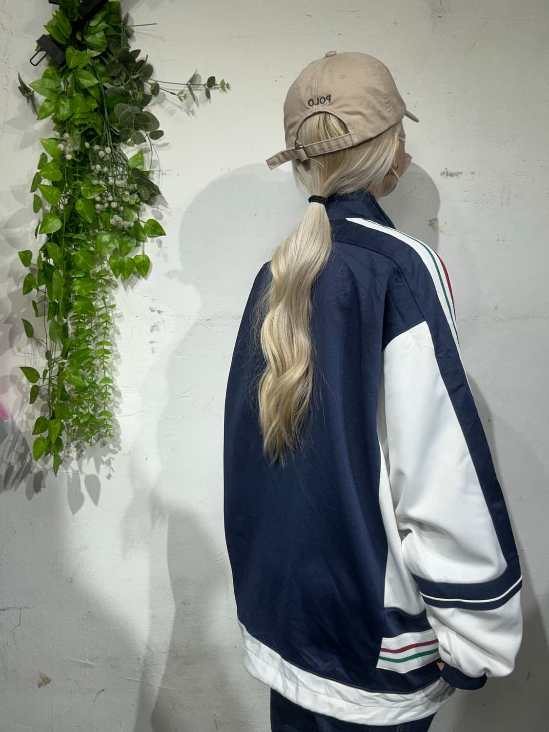 챔피온 네이비 화이트 오버핏 트랙탑 져지 L 상품이미지3