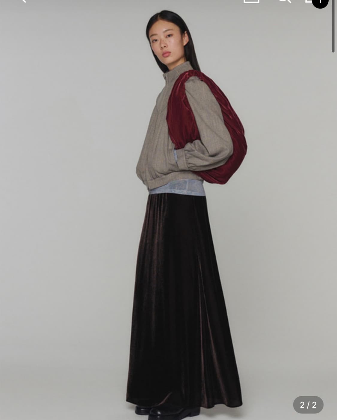 아모멘토 벨벳 스커트 & 봄버 자켓  상품이미지1