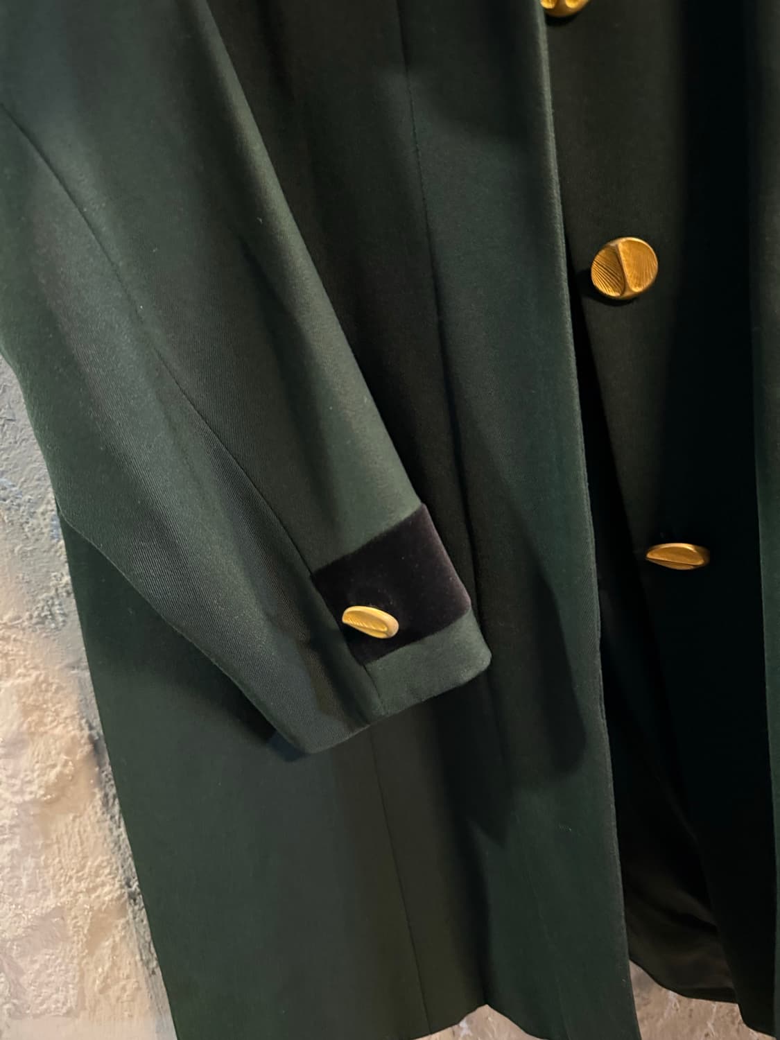 에스카다 ESCADA 벨벳 트리밍 골드버튼 롱 자켓 딥그린 34 상품이미지4