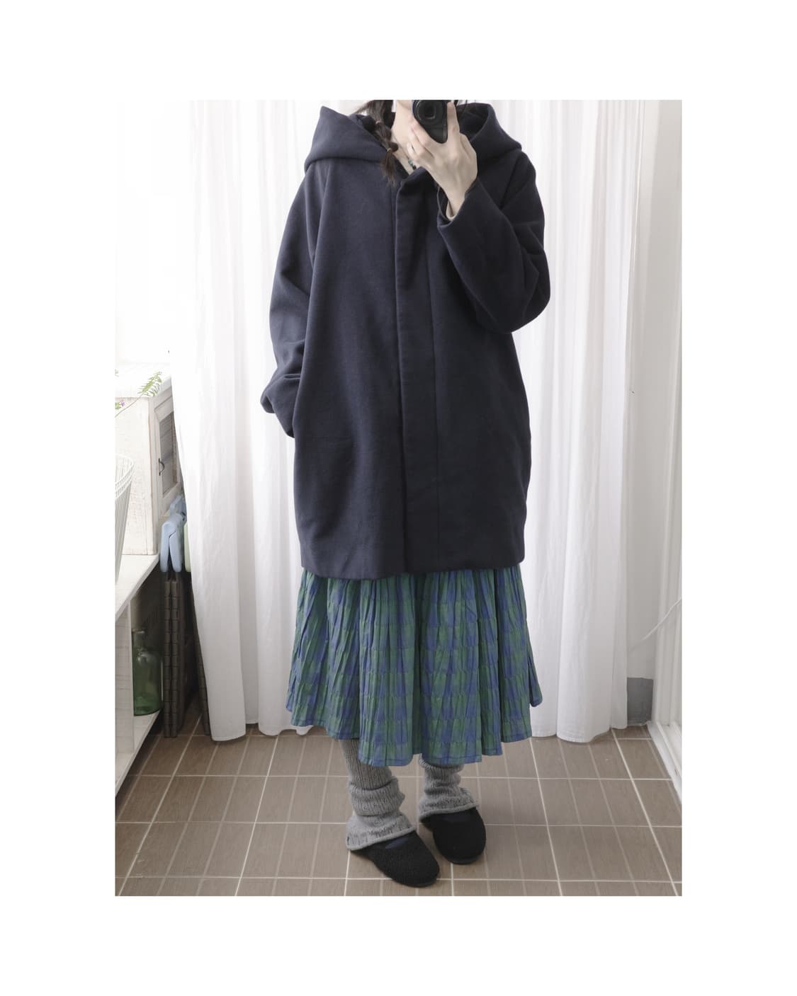 Navy hoodie half caot 상품이미지3