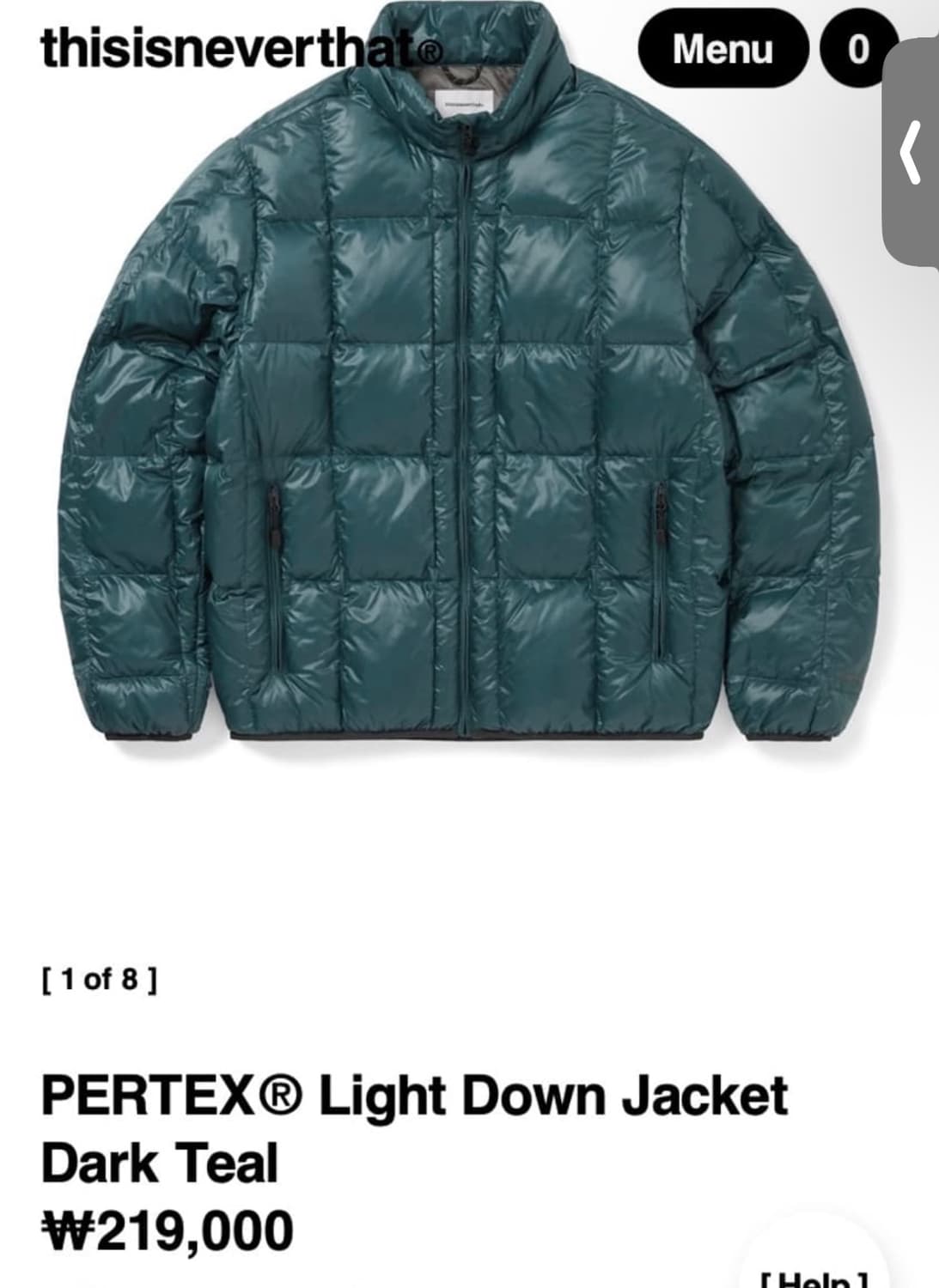 디스이즈네버댓 퍼텍스 경량패딩 xs 상품이미지1