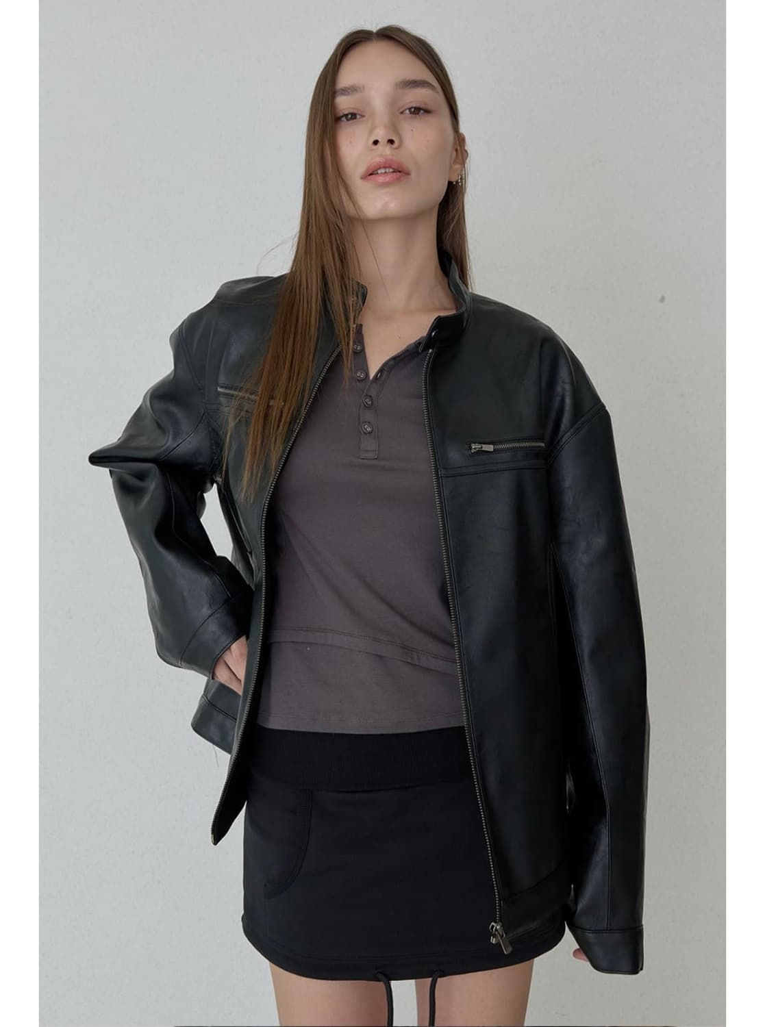 Ordes 오데스 레더 집업 자켓 상품이미지4