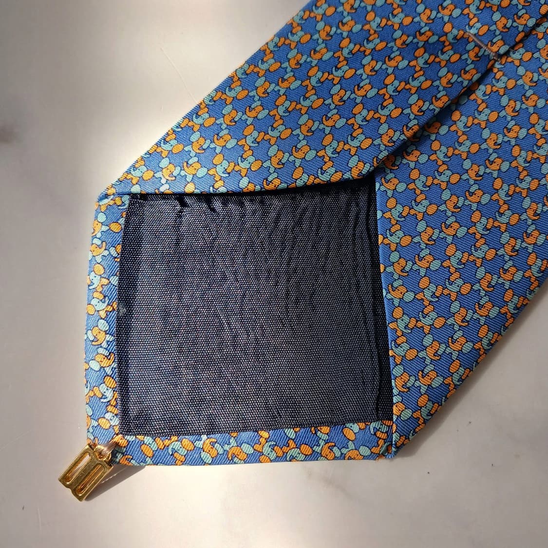 DAKS 닥스 실크 블루 코끼리 패턴 넥타이 8.2cm B등급 E843 상품이미지6