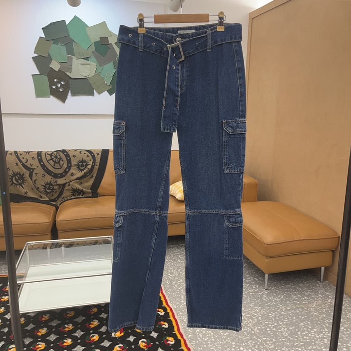 자라 빈티지 미드라이즈 벨티드 데님 카고팬츠 26인치 C07834 상품이미지3