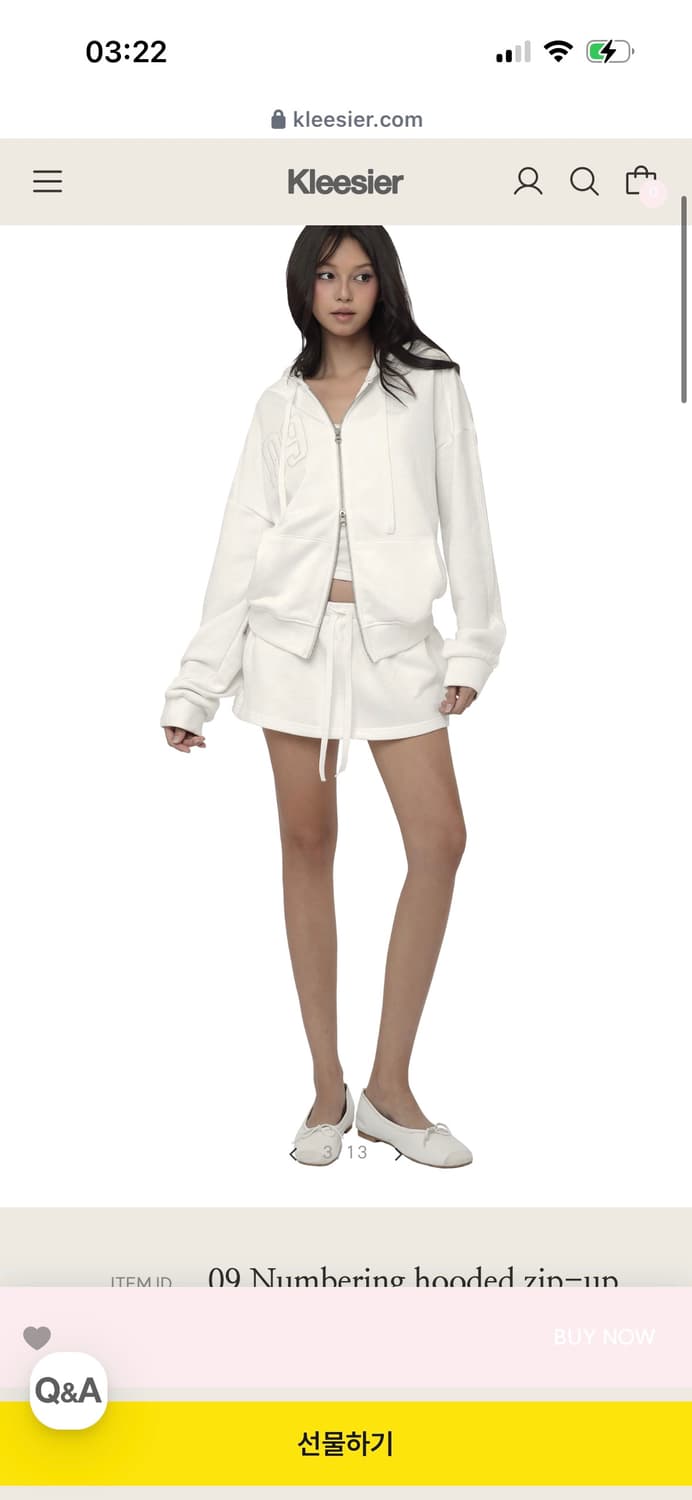 새상품) 클리시어 09후드집업 화이트 상품이미지5