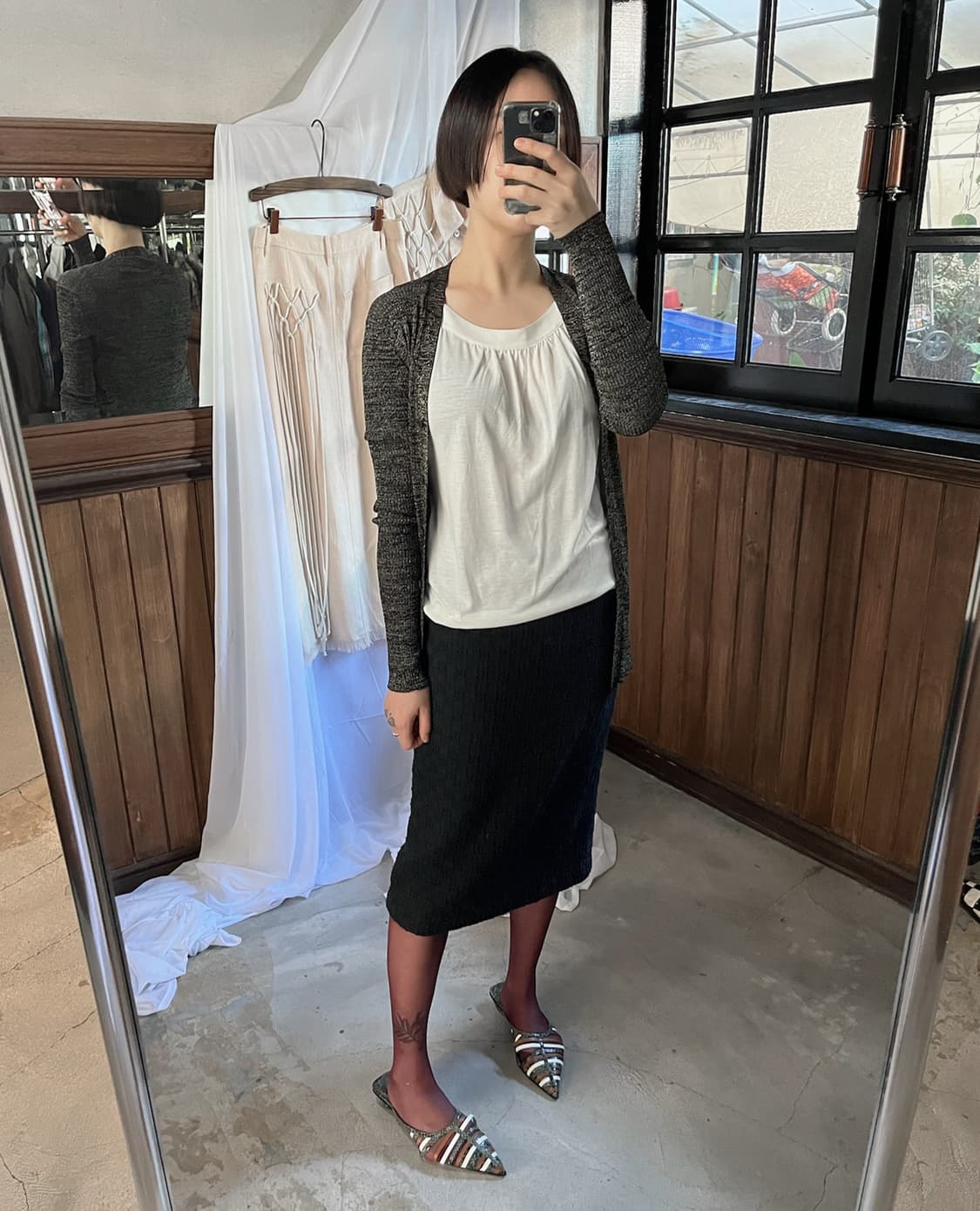 SALVATORE FERRAGAMO black tweed midi ski 상품이미지5