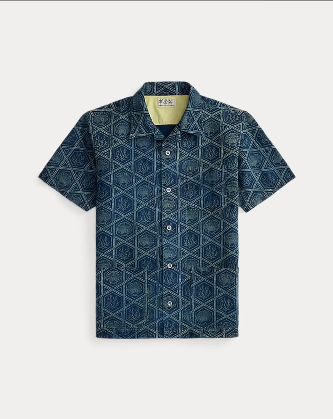 RRL 인디고 셸 프린트 리넨 코튼 셔츠 상품이미지1