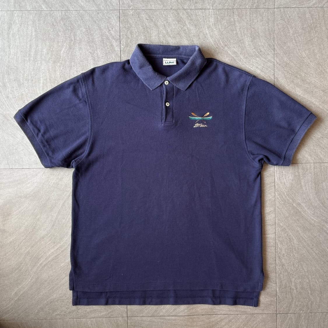 90년대 생산 L.L.Bean 엘엘빈 네이비 카라 티셔츠  상품이미지1
