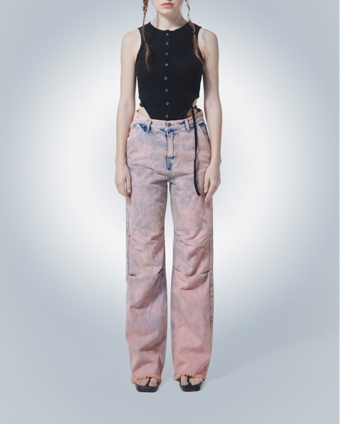 (S)여성 게이트리스 파라수트 빈티지 데님 팬츠 상품이미지1