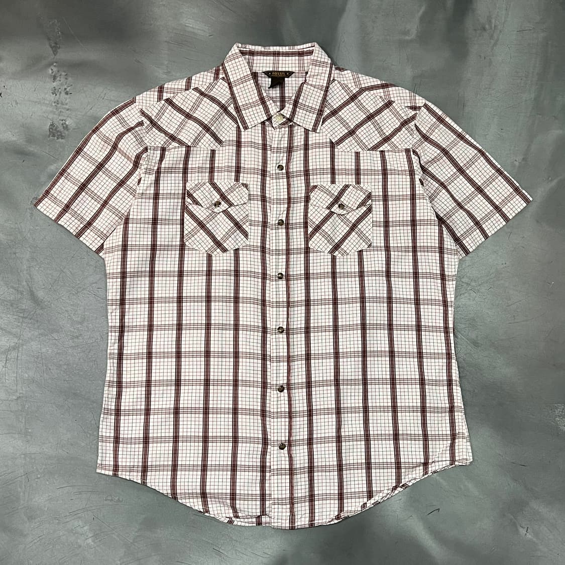  파슬 체크 자수 웨스턴 하프 셔츠 y16239 상품이미지1