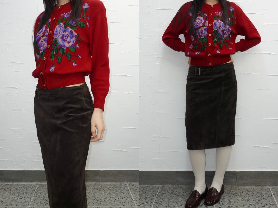 Red floral cardigan 상품이미지1