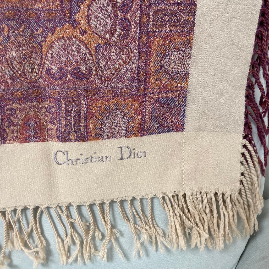 거의새것) 정품 크리스찬 디올 페이즐리 패턴 숄 겸 무릎담요 상품이미지3