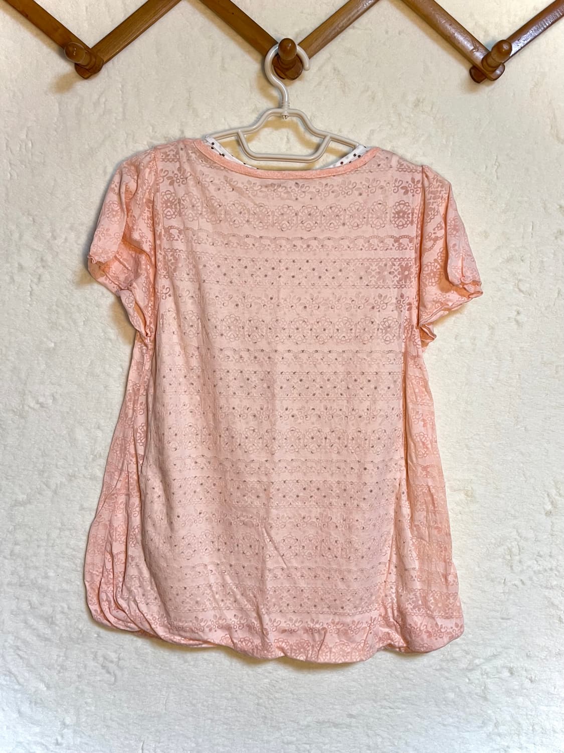 빈티지 반팔 도트 벌룬핏 레이어드 티셔츠 상품이미지2